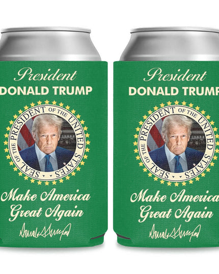 President Donald Trump Can Cooler | US Patriotic Pride Can Holder | MAGA Can Sleeve For Drinks 682407 - GOP