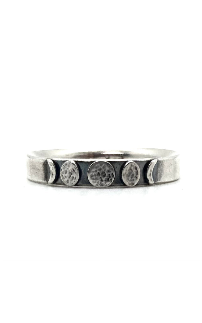 Moon Phase Band Ring in Sterling Silver