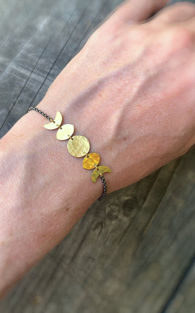 Moon Phase Bracelet in Oxidized Sterling Silver and Brass