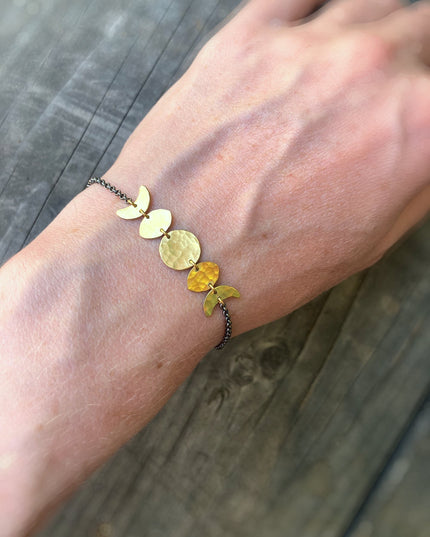 Moon Phase Bracelet in Oxidized Sterling Silver and Brass
