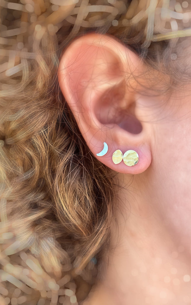 Moon Phase Stud Earring Set in Sterling Silver