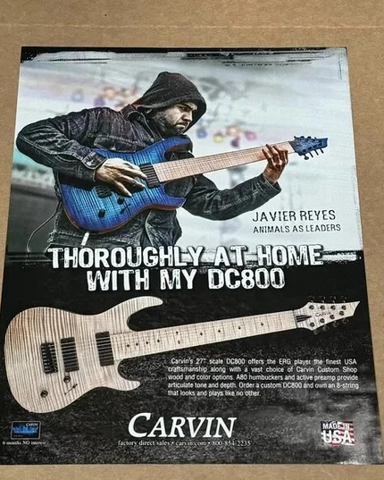 CARVIN GUITARS - JAVIER REYES OF ANIMALS AS LEADERS - 2014 Print Advertisement