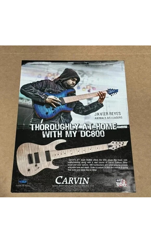 CARVIN GUITARS - JAVIER REYES OF ANIMALS AS LEADERS - 2014 Print Advertisement