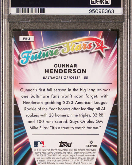 Graded 2024 Topps Chrome Gunnar Henderson #FS2 Future Stars Baseball Card PSA 10