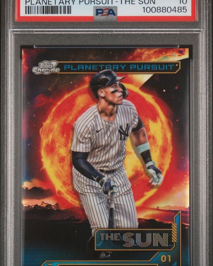 Graded 2024 Topps Chrome Cosmic Aaron Judge #1 Planetary Pursuit The Sun Baseball Card PSA 10 Gem Mint