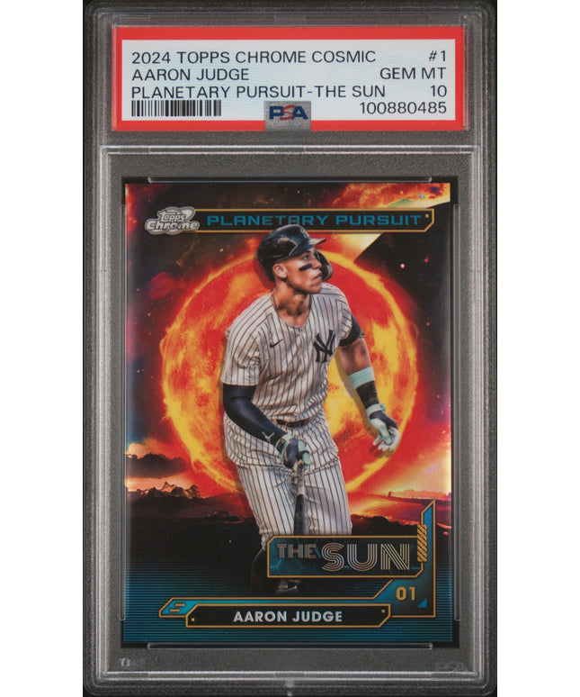 Graded 2024 Topps Chrome Cosmic Aaron Judge #1 Planetary Pursuit The Sun Baseball Card PSA 10 Gem Mint