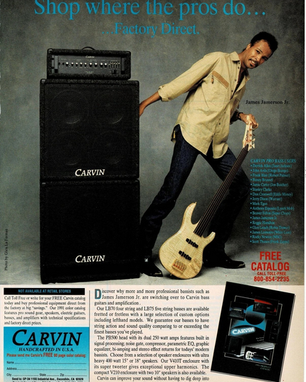 CARVIN AMPS - JAMES JAMERSON JR - 1991 Print Advertisement