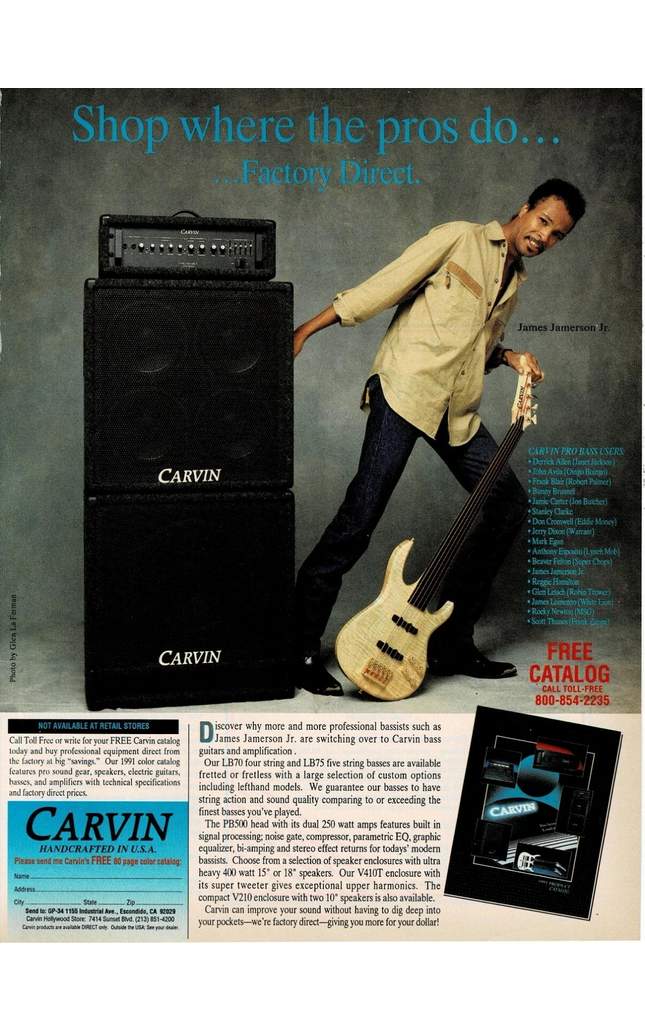 CARVIN AMPS - JAMES JAMERSON JR - 1991 Print Advertisement