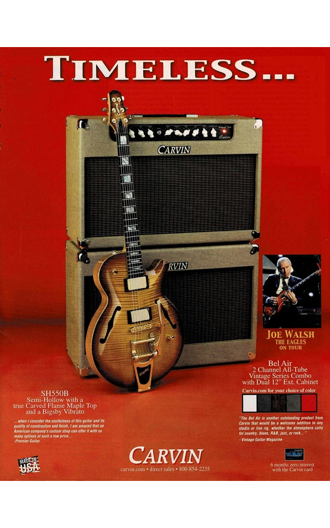 JOE WALSH OF THE EAGLES - CARVIN AMPS / GUITARS - 2009 Print Ad