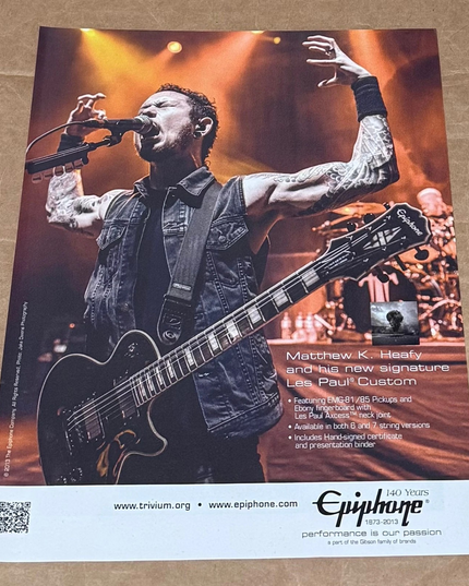 EPIPHONE GUITARS - MATTHEW HEAFY of TRIVIUM - 2013 Print Advertisement
