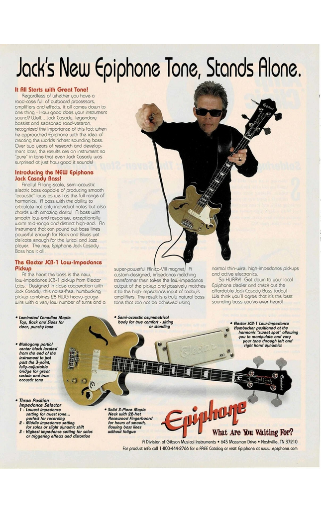 EPIPHONE GUITARS - JACK CASADY - 2000 Print Advertisement