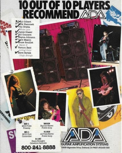 ADA AMPS - Kirk Hammett / Vito Bratta / Paul Gilbert - 1989 Print Ad