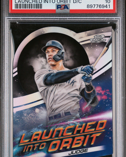 Graded 2022 Topps Cosmic Chrome Aaron Judge #8 Launched Into Orbit Die Cut Baseball Card PSA 10 Gem Mint