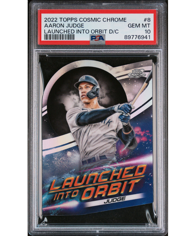 Graded 2022 Topps Cosmic Chrome Aaron Judge #8 Launched Into Orbit Die Cut Baseball Card PSA 10 Gem Mint