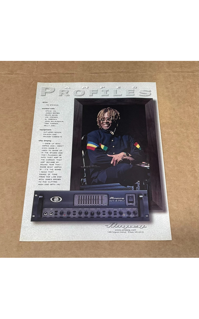 AMPEG AMPS - TM STEVENS of VAI / COCKER / JOEL - 1999 Print Advertisement