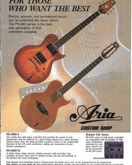 ARIA CUSTOM SHOP - PE-MID-I / PE-MID-II - 1995 Print Advertisement