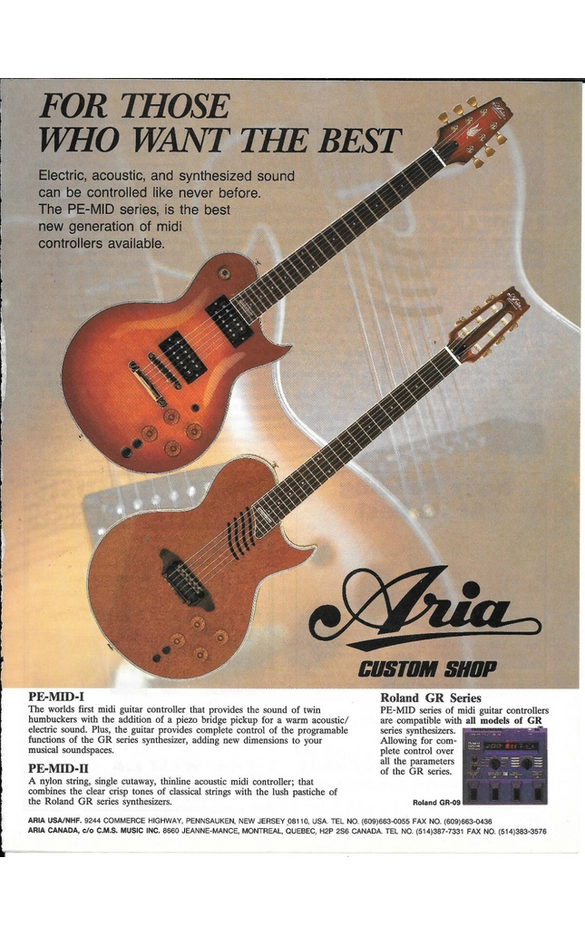 ARIA CUSTOM SHOP - PE-MID-I / PE-MID-II - 1995 Print Advertisement