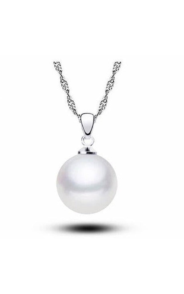 925 Sterling Silver 16 In Chain w/ Stunning Freshwater Cultured Pearl Pendant