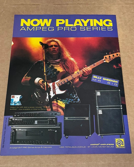 AMPEG AMPS - BILLY SHEEHAN of MR. BIG - 1994 Print Advertisement