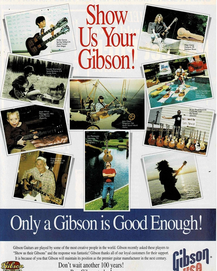 Gibson Guitars - Centennial Winners Promo - 1995 Print Advertisement