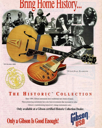 Gibson Guitars -'39 Super 400 / '59 Les Paul Flametop - 1993 Print Advertisement