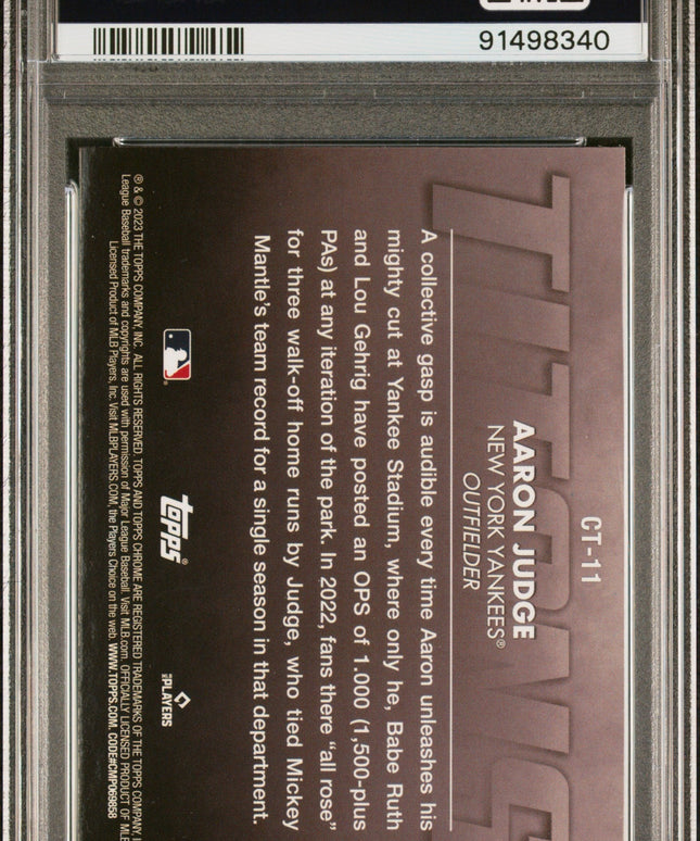 Graded 2023 Topps Chrome Aaron Judge #CT11 Titans Baseball Card PSA 10 Gem Mint