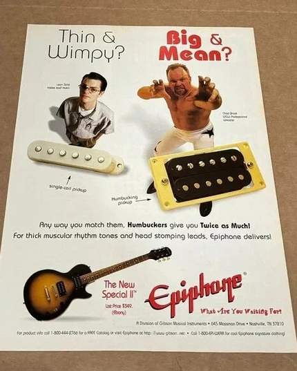 EPIPHONE GUITARS - CHAD BROCK - WCW Wrestler - 1996 Print Advertisement
