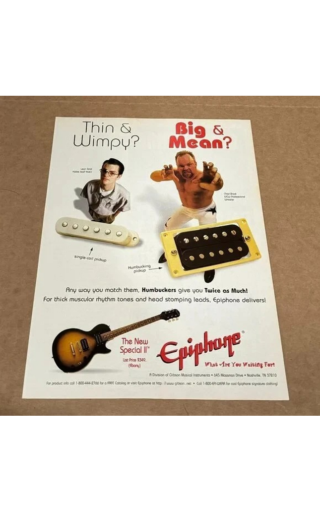 EPIPHONE GUITARS - CHAD BROCK - WCW Wrestler - 1996 Print Advertisement