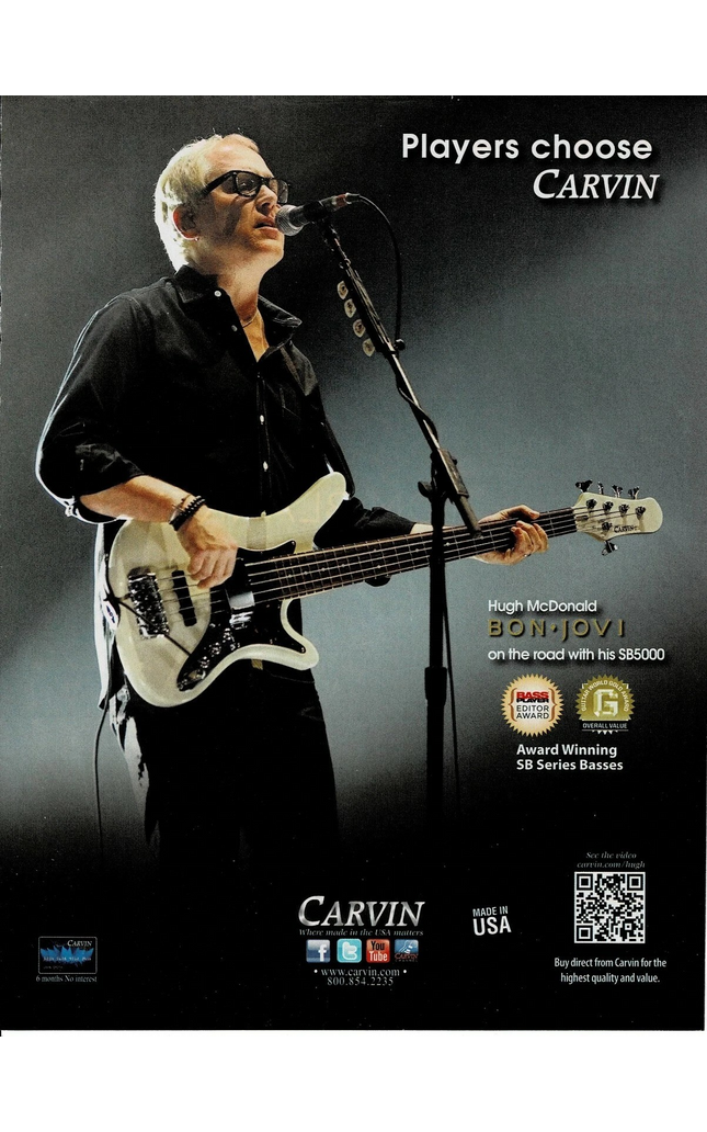 CARVIN GUITARS - HUGH MCDONALD of BON JOVI - 2011 Print Advertisement