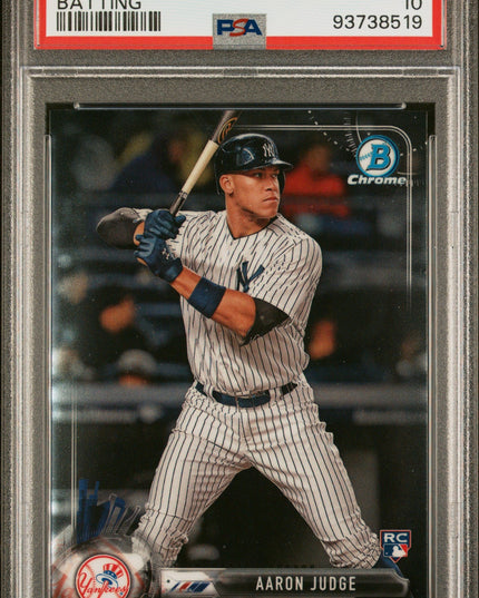 Graded 2017 Topps Bowman Chrome Aaron Judge #56 Batting Rookie RC Baseball Card PSA 10 Gem Mint