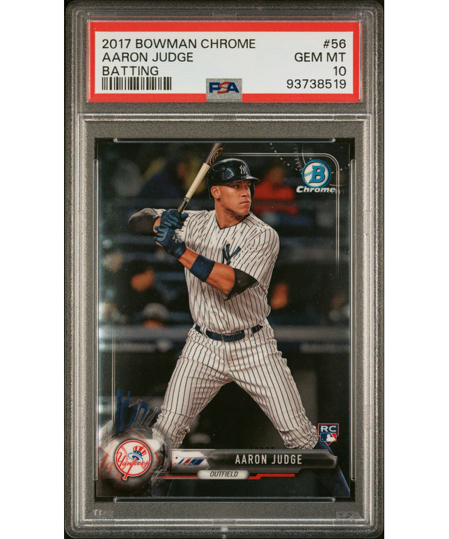 Graded 2017 Topps Bowman Chrome Aaron Judge #56 Batting Rookie RC Baseball Card PSA 10 Gem Mint