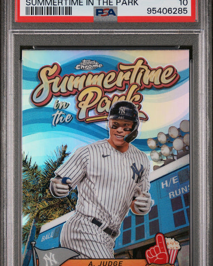 Graded 2024 Topps Chrome Aaron Judge #3 Summertime in the Park Baseball Card PSA 10 Gem Mint