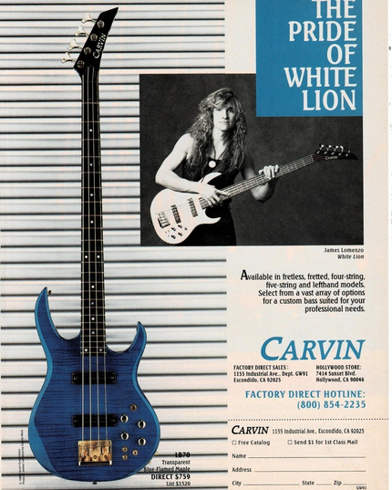 CARVIN GUITARS - JAMES LOMENZO OF WHITE LION - 1991 Print Ad