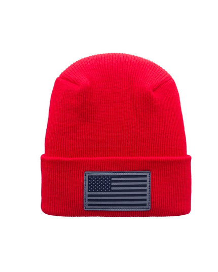 American Flag Beanie - H-Stitch Circular Knit Cuffed Beanie - Patented Design and Made in USA