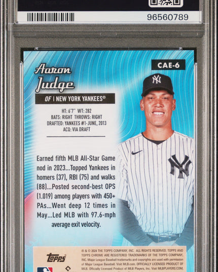 Graded 2024 Topps Chrome Aaron Judge #CAE6 All Etch Baseball Card PSA 10 Gem Mint