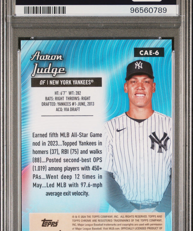 Graded 2024 Topps Chrome Aaron Judge #CAE6 All Etch Baseball Card PSA 10 Gem Mint