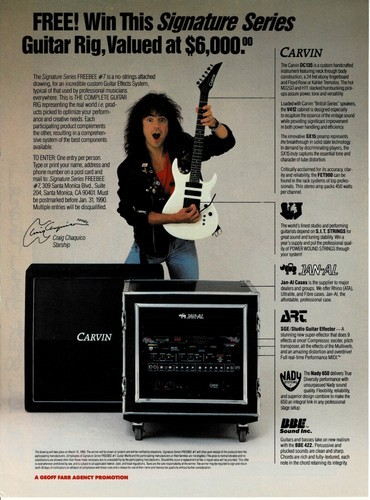 CARVIN GUITARS / AMPS - CRAIG CHAQUICO OF STARSHIP - 1989 Print Ad