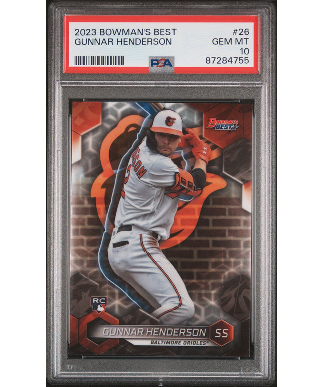 Graded 2023 Topps Bowmans Best Gunnar Henderson #26 Rookie RC Baseball Card PSA 10 Gem Mint
