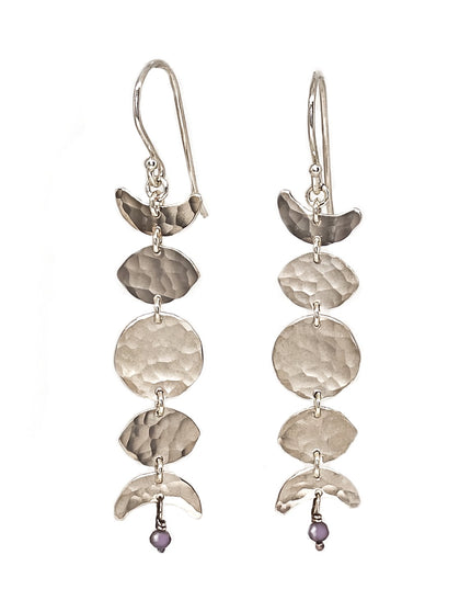 Moon Phase Earrings in Sterling Silver