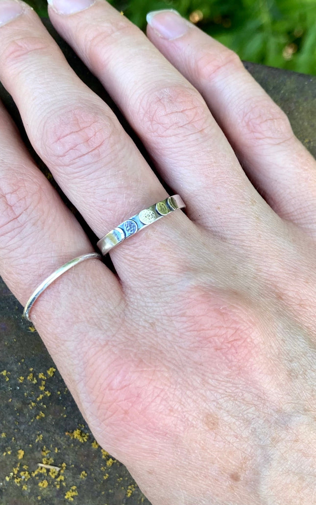 Moon Phase Band Ring in Sterling Silver
