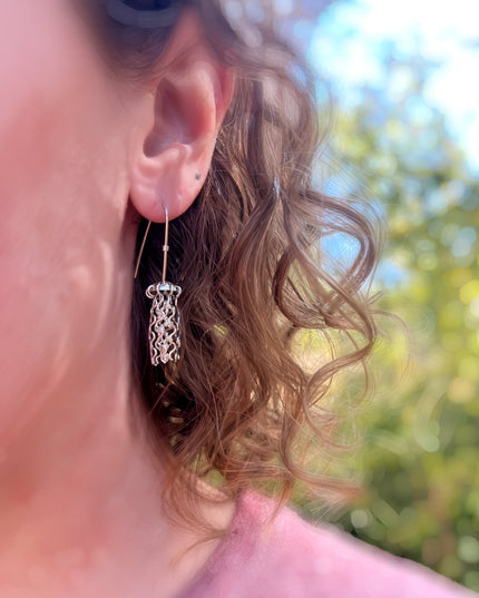 Mini Jellyfish Earrings in Sterling Silver with White Pearls