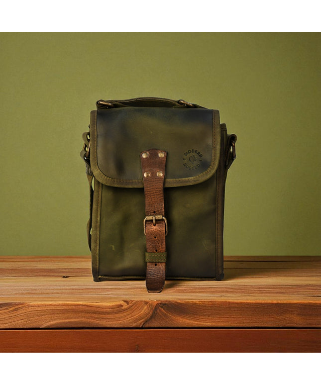 Bovine Leather Small Satchel Bag - Olive