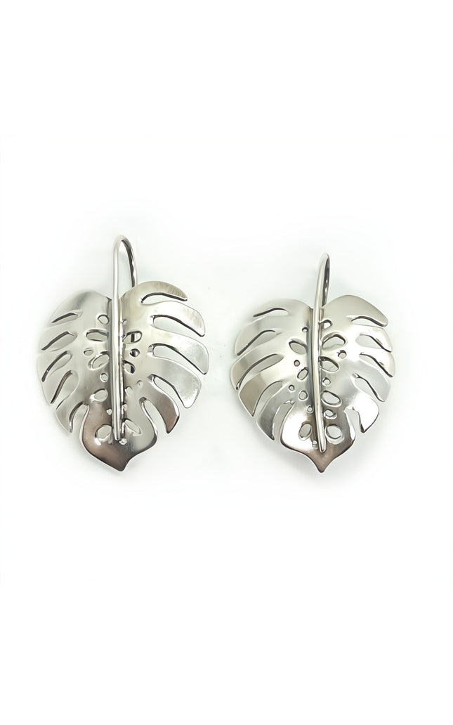 Monstera Earrings in Sterling Silver - Medium