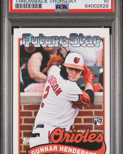 Graded 2023 Topps Gunnar Henderson #107 Throwback Thursday Rookie RC Baseball Card PSA 10 Gem Mint