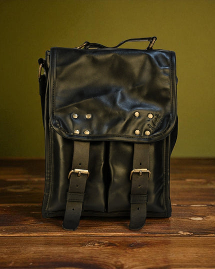 Bovine Leather Medium Satchel Bag - Black
