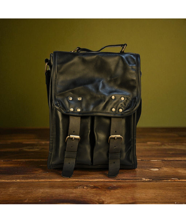 Bovine Leather Medium Satchel Bag - Black