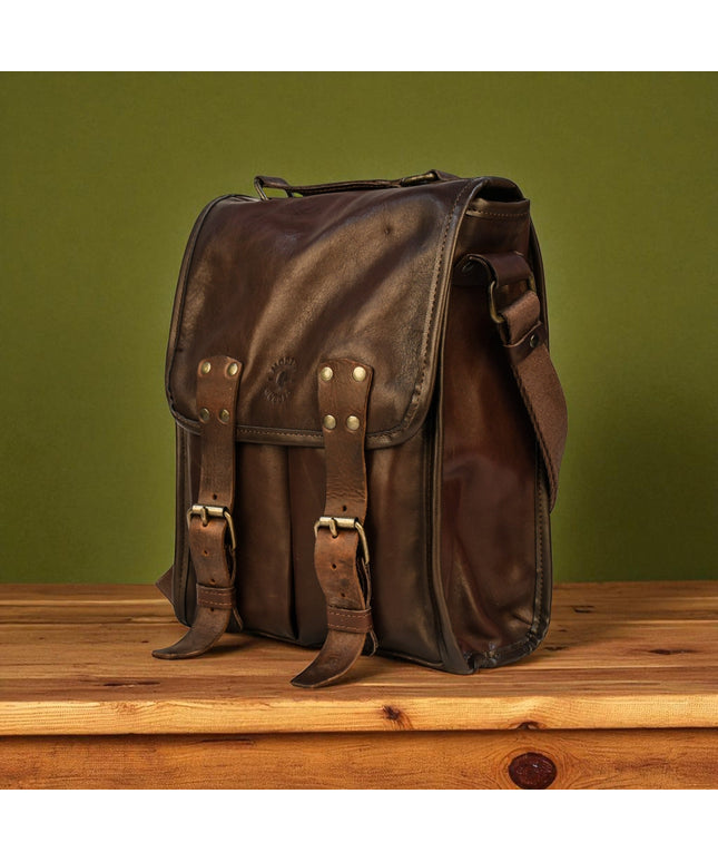 Bovine Leather Medium Satchel Bag - Brown