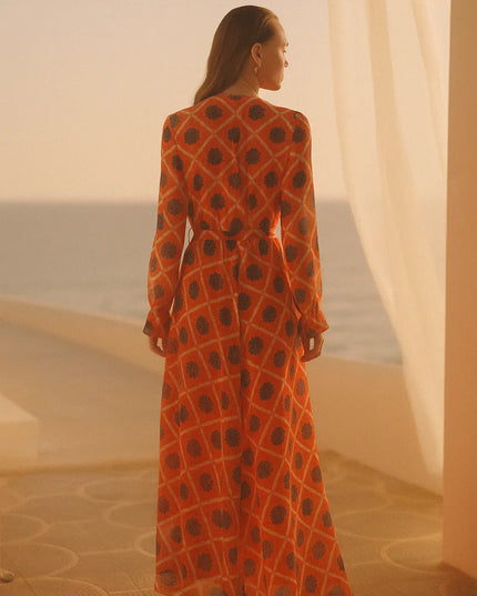 Sun Print Chiffon Dress