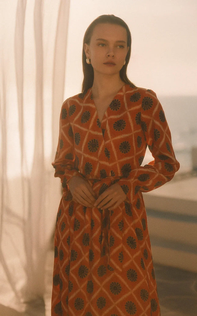 Sun Print Chiffon Dress