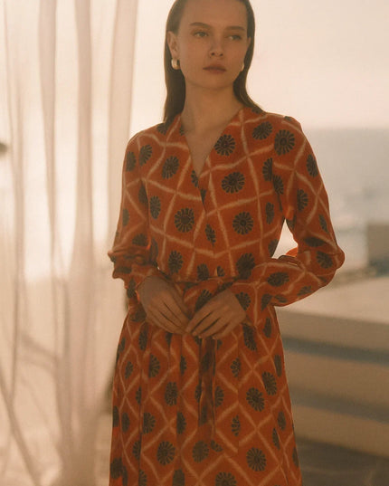 Sun Print Chiffon Dress